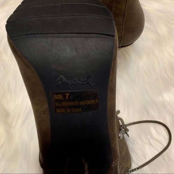 Qupid Nubuck PU Khaki Lace Up Heel Booties - Picture 7 of 8